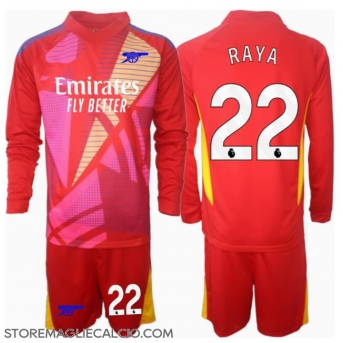 Arsenal David Raya #22 Portiere Maglia Gara Trasferta Repliche 2024-25 Bambino Maniche Lunghe